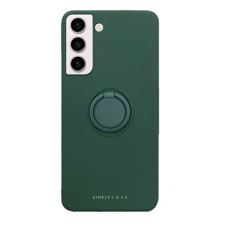 SIMPLY ROAR Funda para Samsung Galaxy S23 con soporte de anillo y soporte, funda de silicona líquida para teléfono - Verde del ejército