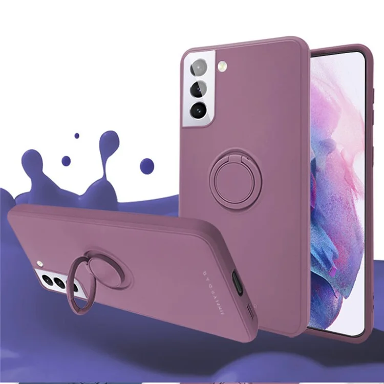 SIMPLY ROAR Funda para Samsung Galaxy S23 con soporte de anillo y soporte, funda de silicona líquida para teléfono - Verde del ejército