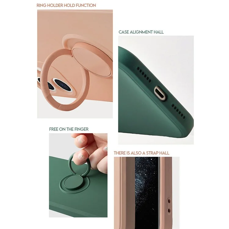 SIMPLY ROAR Funda para Samsung Galaxy S23 con soporte de anillo y soporte, funda de silicona líquida para teléfono - Verde del ejército