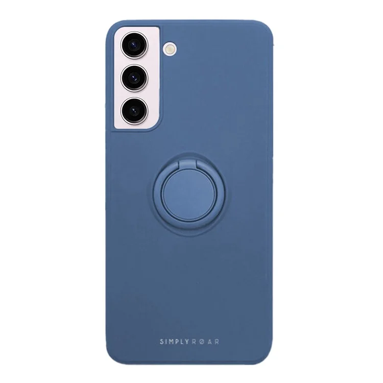 SIMPLY ROAR Funda para Samsung Galaxy S23+ con soporte de anillo y soporte, cubierta de silicona líquida para teléfono - Azul oscuro
