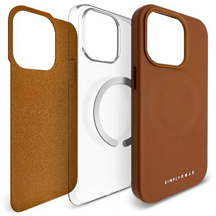 SIMPLESMENTE RUGIR Capa para iPhone 13 Pro Max Compatível com MagSafe Couro PU + Capa traseira PC - Rosa
