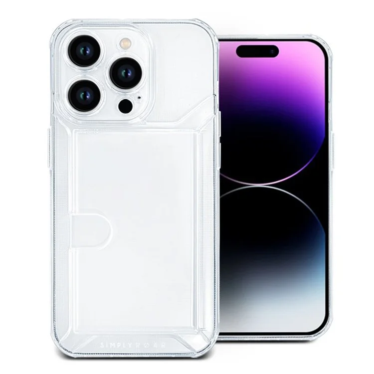 SIMPLY ROAR Capa para iPhone 15 Pro Max com porta-cartões, capa de telefone de TPU transparente