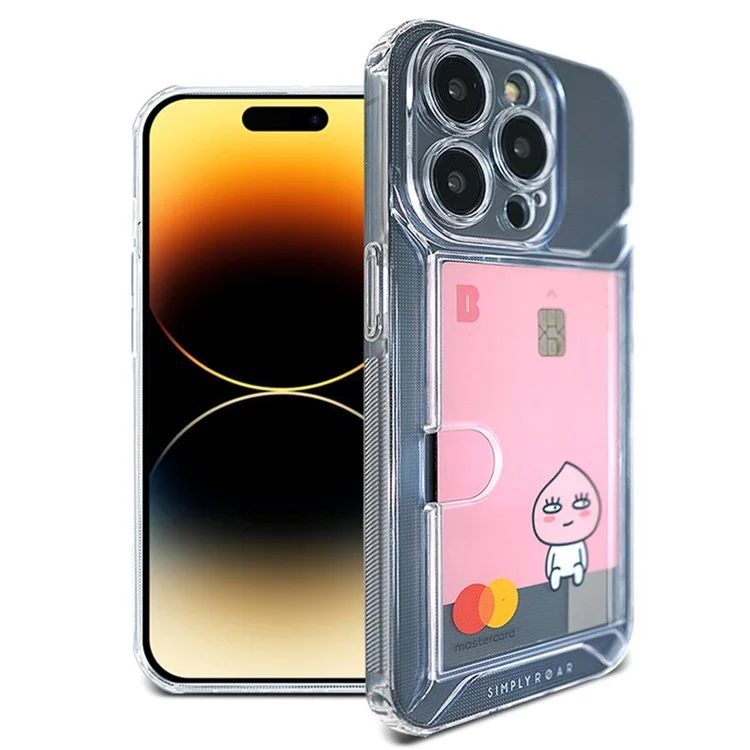 SIMPLY ROAR Capa para iPhone 15 Pro Max com porta-cartões, capa de telefone de TPU transparente