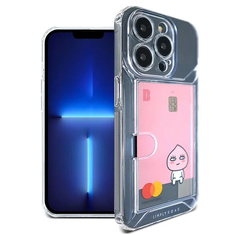 SIMPLY ROAR Чехол для iPhone 13 Pro Max с держателем для карт, прозрачный TPU-чехол для телефона
