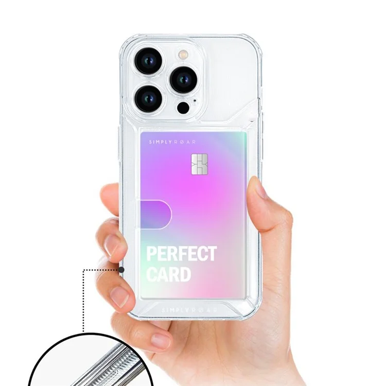 SIMPLY ROAR Чехол для iPhone 13 Pro Max с держателем для карт, прозрачный TPU-чехол для телефона