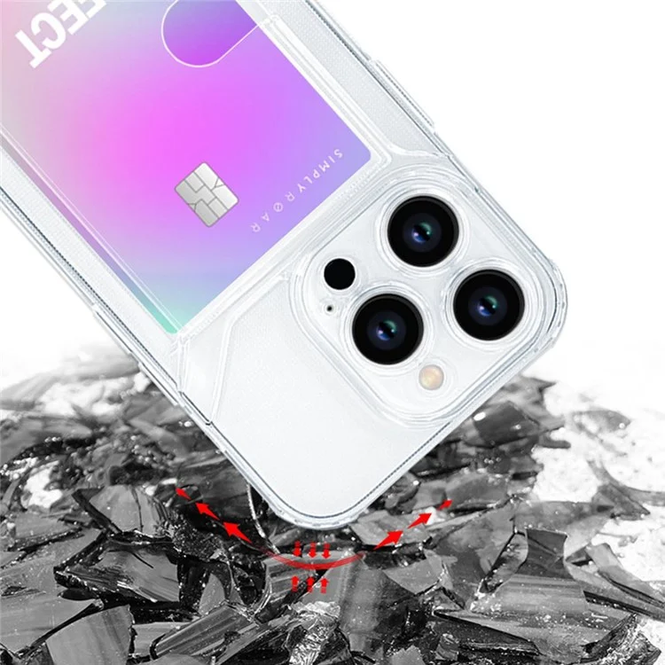 SIMPLY ROAR Чехол для iPhone 13 Pro Max с держателем для карт, прозрачный TPU-чехол для телефона