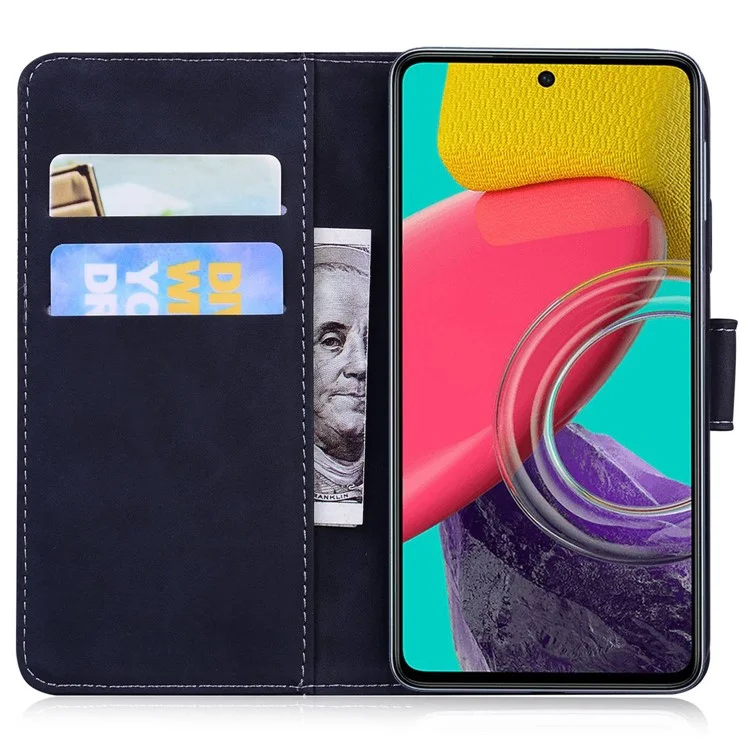 Para Samsung Galaxy M13 4G Butterfly Padrão Impressão PU Cear - Preto