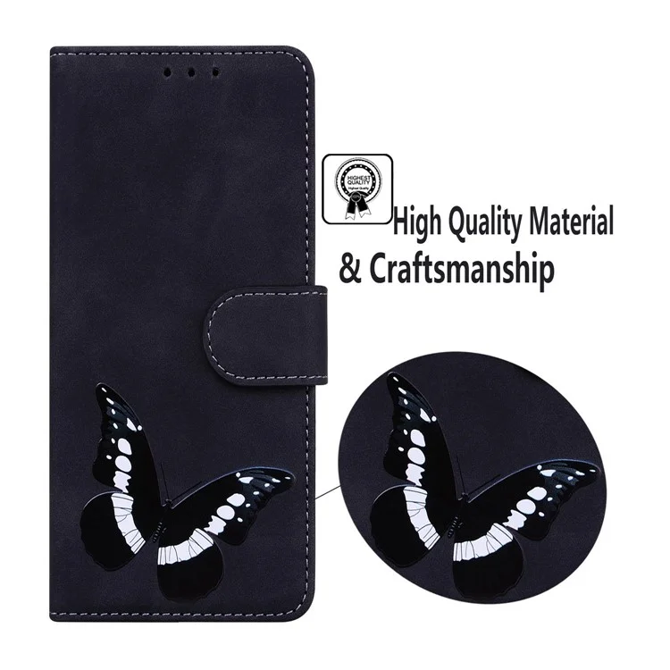 Para Samsung Galaxy M13 4G Butterfly Padrão Impressão PU Cear - Preto
