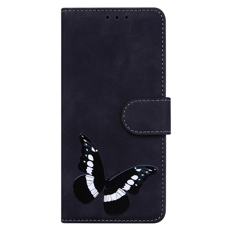 Para Samsung Galaxy M13 4G Butterfly Padrão Impressão PU Cear - Preto