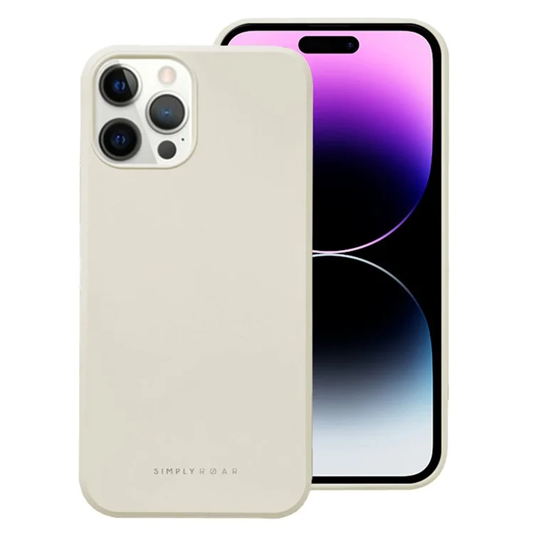 SIMPLY ROAR Coque pour iPhone 14 Pro Max en TPU souple avec texture de silicone liquide - Beige