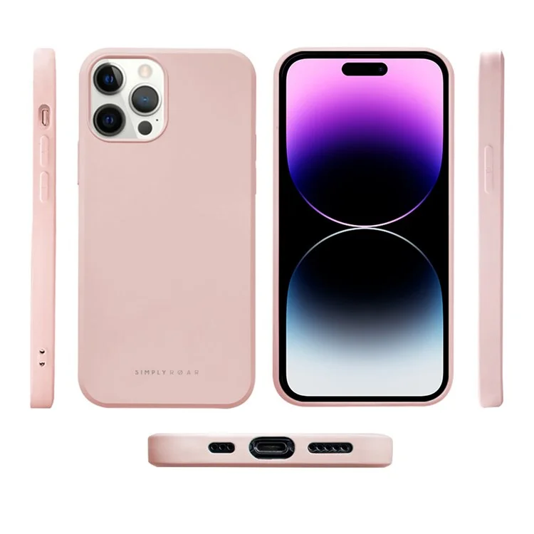 SIMPLY ROAR Coque pour iPhone 14 Pro Max en TPU souple avec texture de silicone liquide - Beige