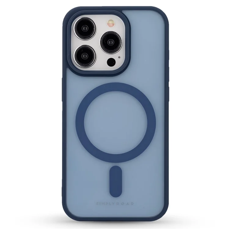 SIMPLY ROAR Funda para iPhone 15 Pro Max compatible con MagSafe PC + TPU mate traslúcido - Azul