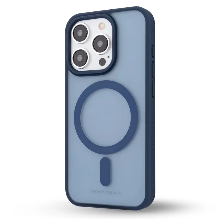 SIMPLY ROAR Funda para iPhone 15 Pro Max compatible con MagSafe PC + TPU mate traslúcido - Azul