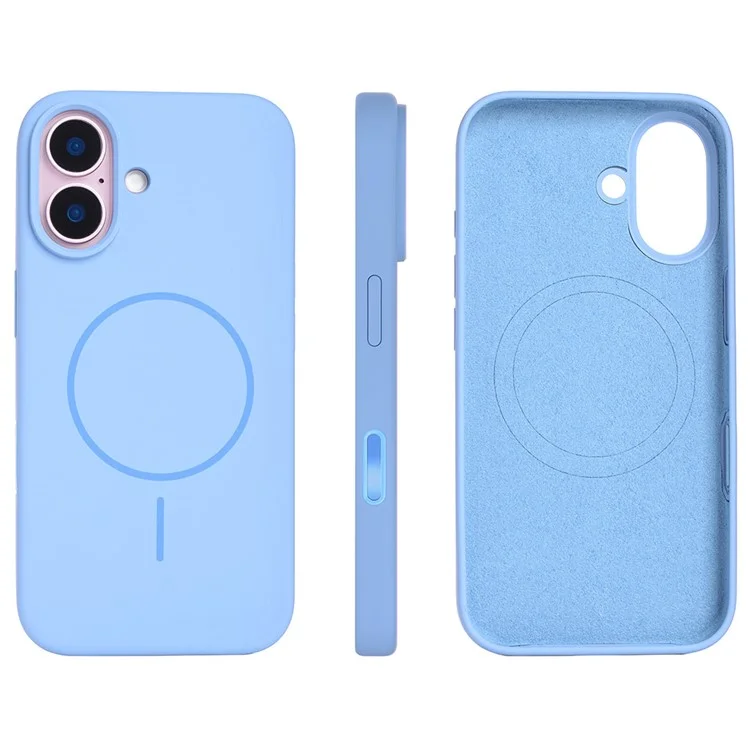 For iPhone 16 Plus Case Compatible with MagSafe Liquid Silicone Phone Back Cover with Camera Button - Baby Blue