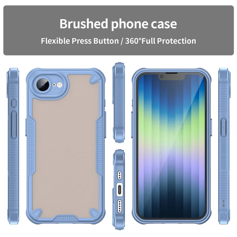 For iPhone 17e / 16e Case Hybrid Frosted Phone Back Cover - Blue