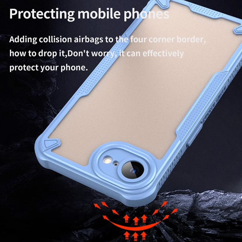 For iPhone 17e / 16e Case Hybrid Frosted Phone Back Cover - Blue