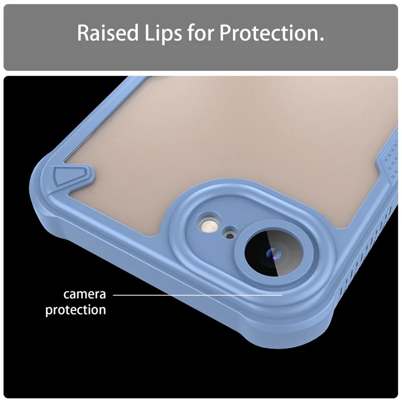 For iPhone 17e / 16e Case Hybrid Frosted Phone Back Cover - Blue