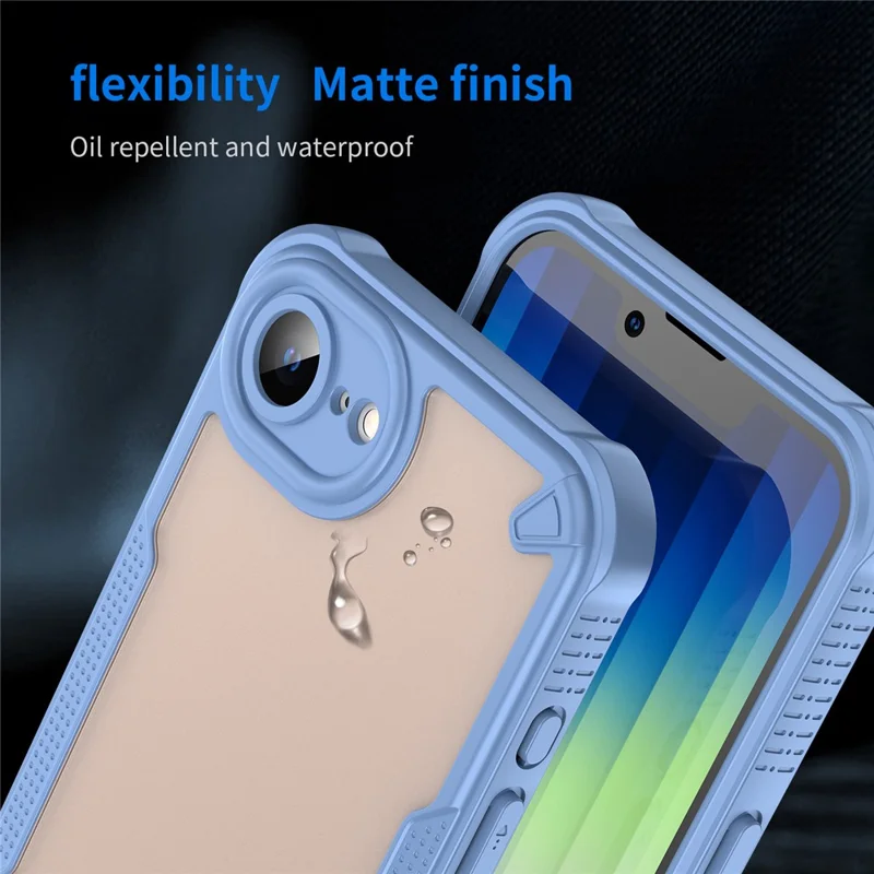 For iPhone 17e / 16e Case Hybrid Frosted Phone Back Cover - Blue