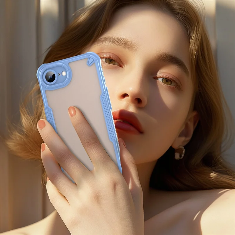 For iPhone 17e / 16e Case Hybrid Frosted Phone Back Cover - Blue