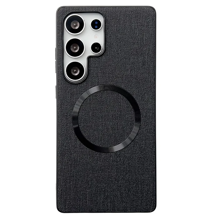 Hülle für Samsung Galaxy S25 Ultra, stoßfest, TPU + Stoffrückseite, kompatibel mit MagSafe - Schwarz