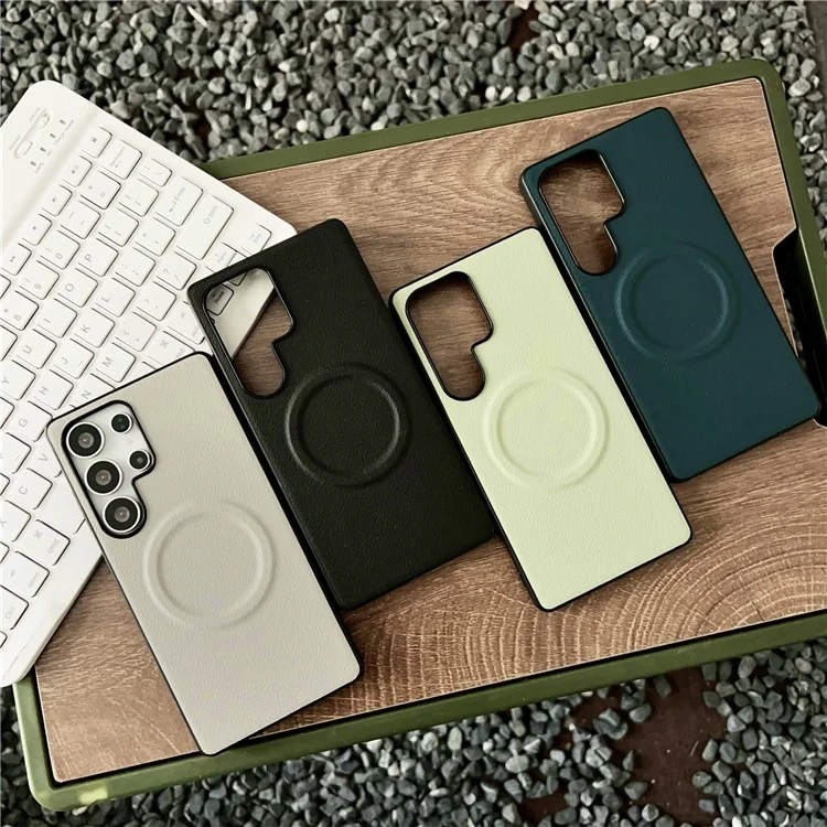 Capa para Samsung Galaxy S25 Ultra compatível com MagSafe PU + TPU Capa traseira do telefone - Preto