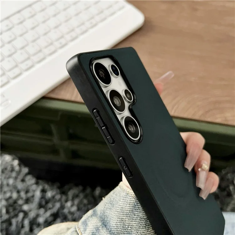 Capa para Samsung Galaxy S25 Ultra compatível com MagSafe PU + TPU Capa traseira do telefone - Preto