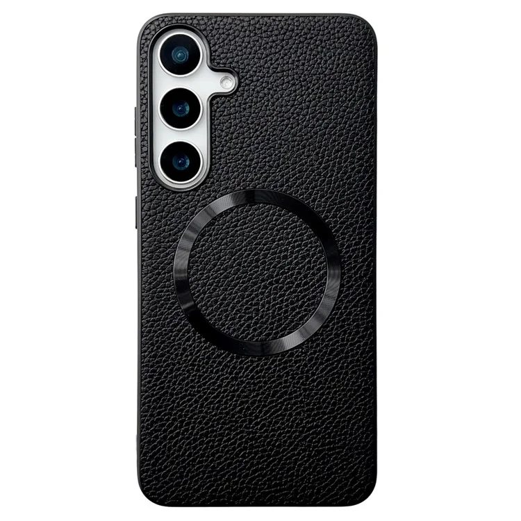 Coque pour Samsung Galaxy A26 5G compatible avec MagSafe en cuir PU + coque de protection en TPU - Noir