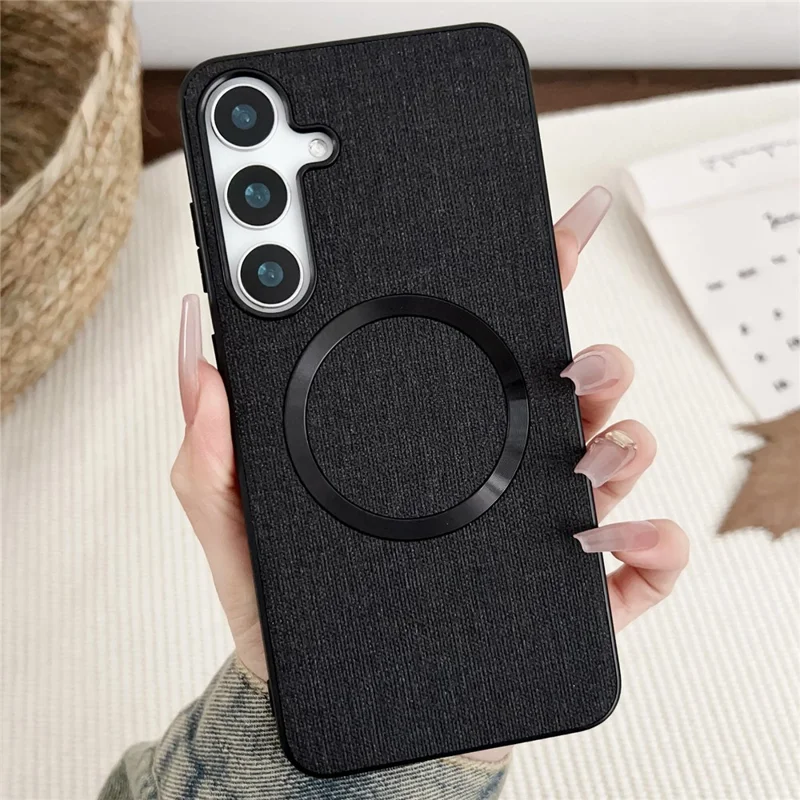 For Samsung Galaxy A16 5G  /  4G Magnetic Case Drop-Proof TPU + Cloth Back Phone Cover - Black