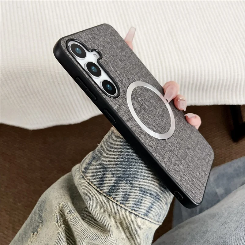 For Samsung Galaxy A16 5G  /  4G Magnetic Case Drop-Proof TPU + Cloth Back Phone Cover - Black