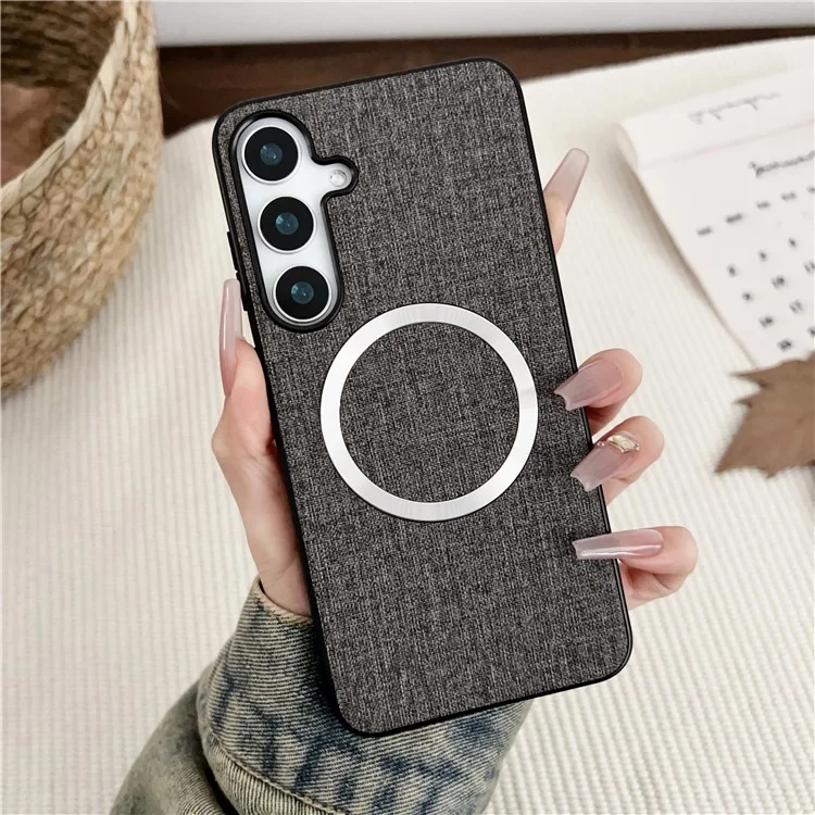 Für Samsung Galaxy S24 FE Hülle Sturzsicheres TPU + Tuch Rückseite Handyhülle kompatibel mit MagSafe - Grau
