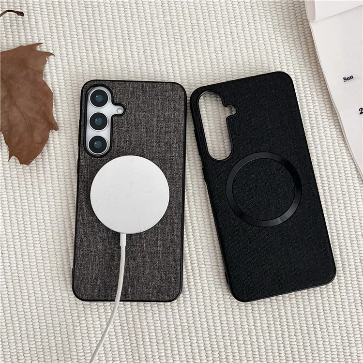Für Samsung Galaxy S24 FE Hülle Sturzsicheres TPU + Tuch Rückseite Handyhülle kompatibel mit MagSafe - Grau