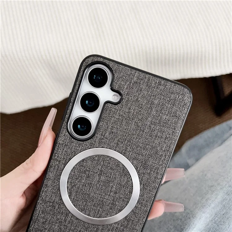 Für Samsung Galaxy S24 FE Hülle Sturzsicheres TPU + Tuch Rückseite Handyhülle kompatibel mit MagSafe - Grau