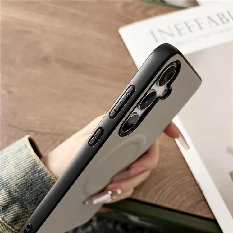 Für Samsung Galaxy A56 5G Hülle kompatibel mit MagSafe PU + TPU Handy-Rückseite - Schwarz
