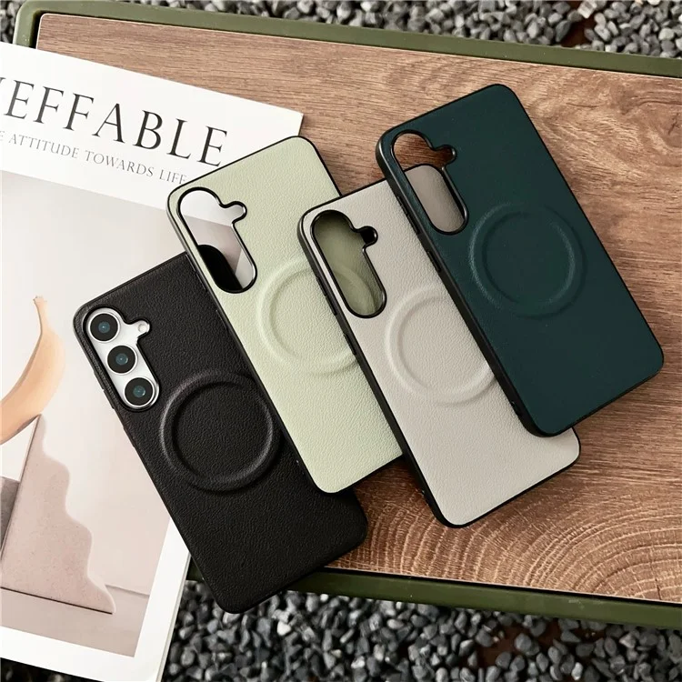 Für Samsung Galaxy A56 5G Hülle kompatibel mit MagSafe PU + TPU Handy-Rückseite - Schwarz
