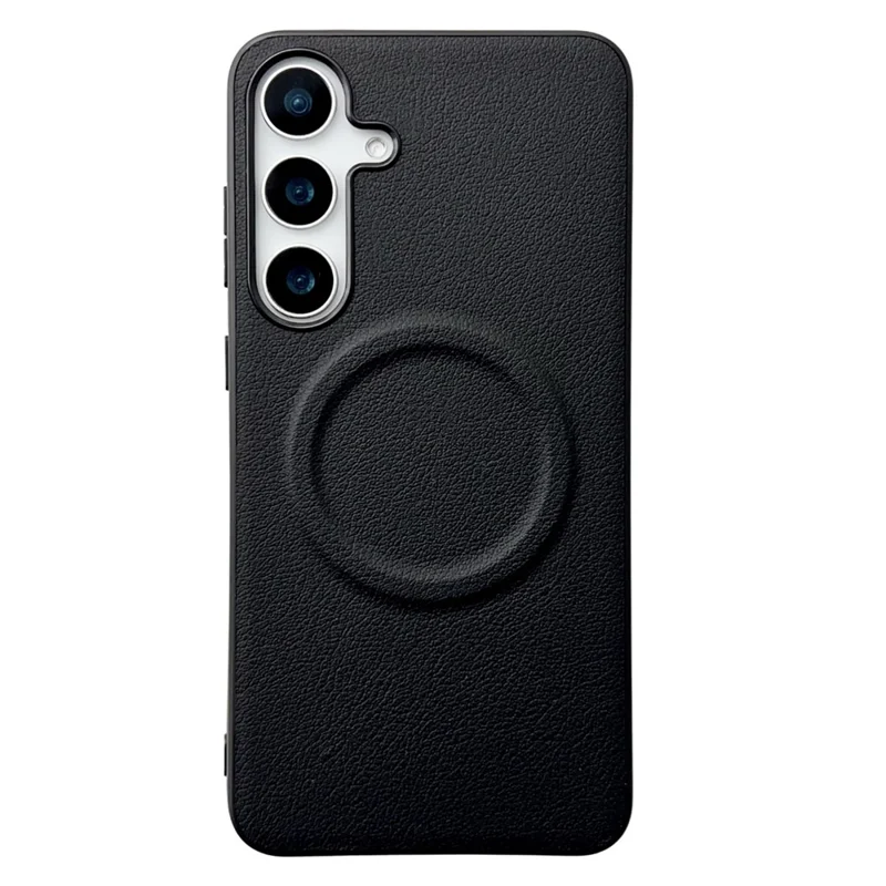 Coque pour Samsung Galaxy S24 FE compatible avec MagSafe, en PU + TPU, coloris noir