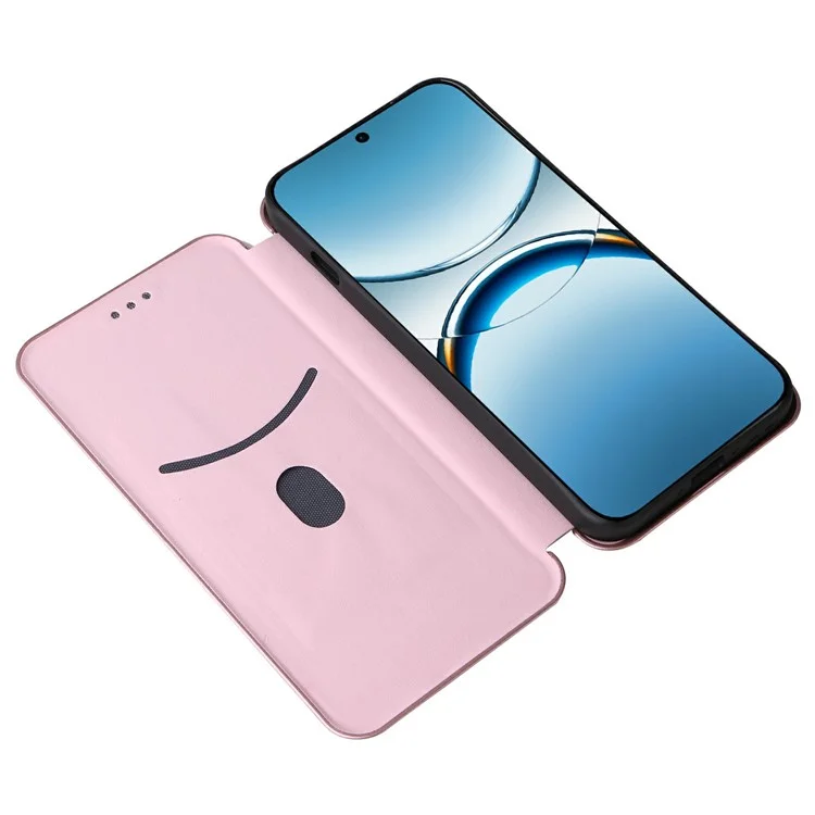 Чехол для Oppo Find X8 5G, текстура углеродного волокна, ударопрочный, кожаный - Розовое золото