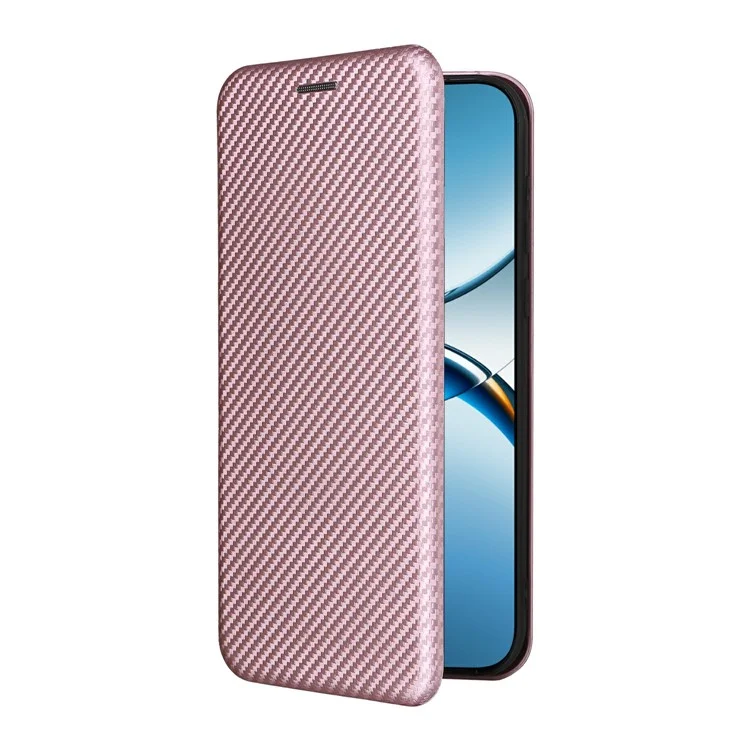 Чехол для Oppo Find X8 5G, текстура углеродного волокна, ударопрочный, кожаный - Розовое золото