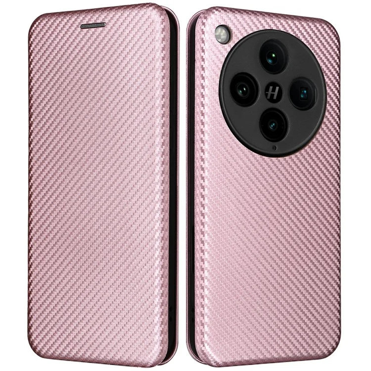 Для Oppo Find X8 Pro 5G чехол с текстурой углеродного волокна, ударопрочный чехол из искусственной кожи - розовое золото