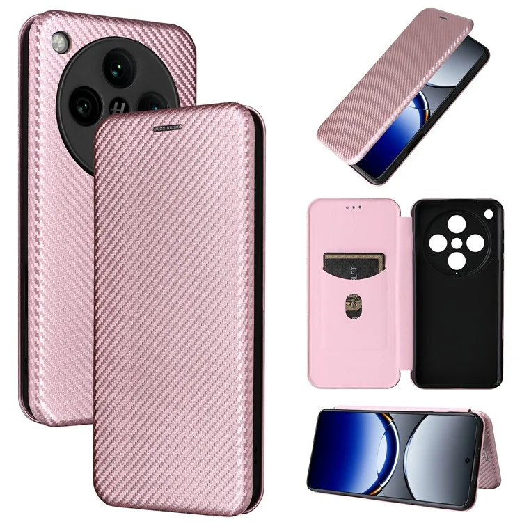 Для Oppo Find X8 Pro 5G чехол с текстурой углеродного волокна, ударопрочный чехол из искусственной кожи - розовое золото