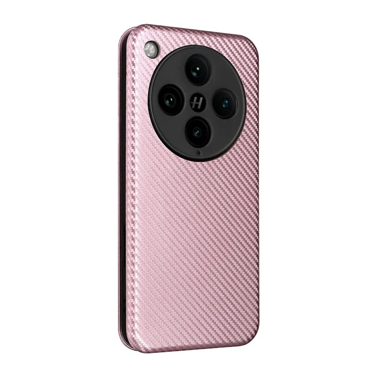 Для Oppo Find X8 Pro 5G чехол с текстурой углеродного волокна, ударопрочный чехол из искусственной кожи - розовое золото