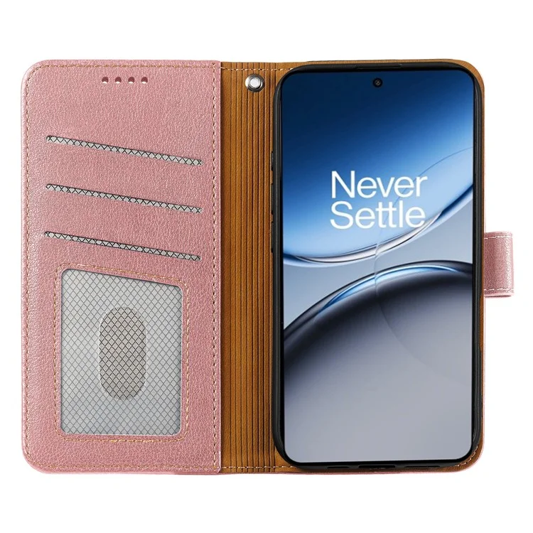 For OnePlus Nord 4 Leather Case Litchi Texture Wallet RFID Blocking Phone Cover - Rose Gold