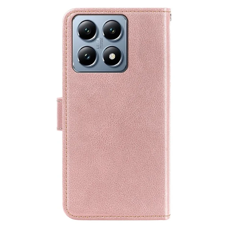 Étui en cuir pour Xiaomi 14T, texture de litchi, portefeuille avec protection RFID, couvercle de téléphone - Or rose
