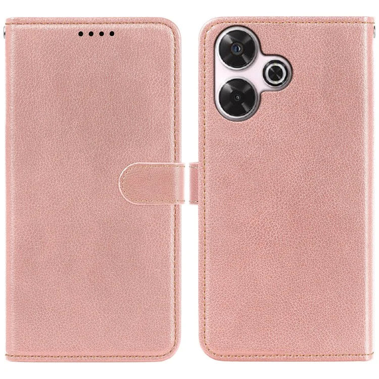 Custodia in pelle per Xiaomi Redmi 13 5G / 4G, texture a lisca di pesce, portafoglio con blocco RFID - Oro rosa