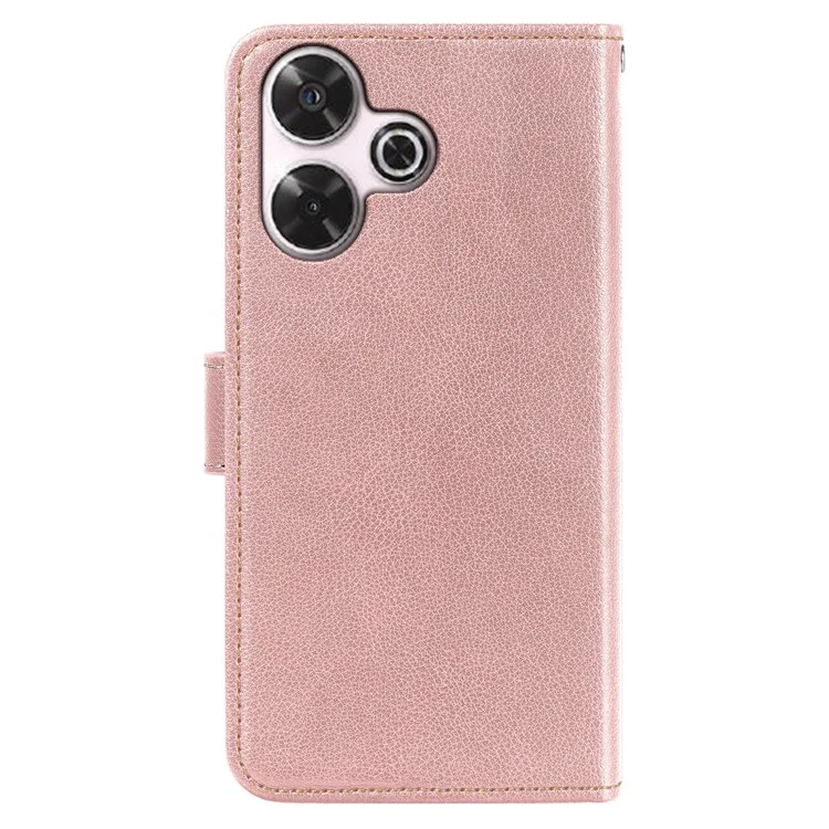 Custodia in pelle per Xiaomi Redmi 13 5G / 4G, texture a lisca di pesce, portafoglio con blocco RFID - Oro rosa