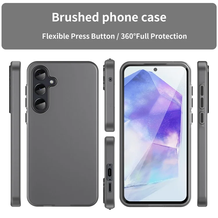 Custodia per Samsung Galaxy A55 5G, in TPU + PC, cover posteriore opaca e traslucida - Nera