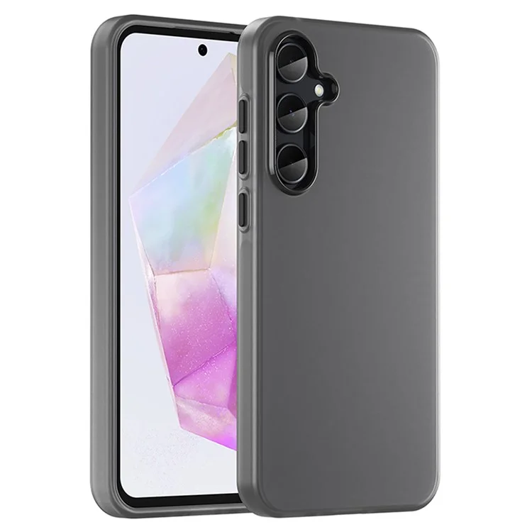 Для Samsung Galaxy A35 5G Чехол TPU + PC Задняя крышка телефона Матовый прозрачный дизайн - Черный