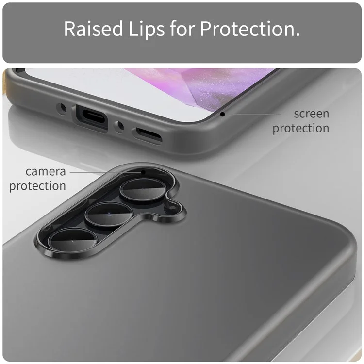 Для Samsung Galaxy A35 5G Чехол TPU + PC Задняя крышка телефона Матовый прозрачный дизайн - Черный