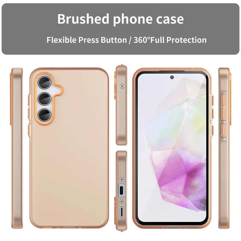For Samsung Galaxy A35 5G Case TPU + PC Phone Back Cover Matte Translucent Design - Orange