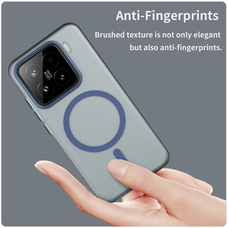 For Xiaomi 15 Magnetic Case TPU + PC Slim Matte Translucent Phone Cover - Dark Blue