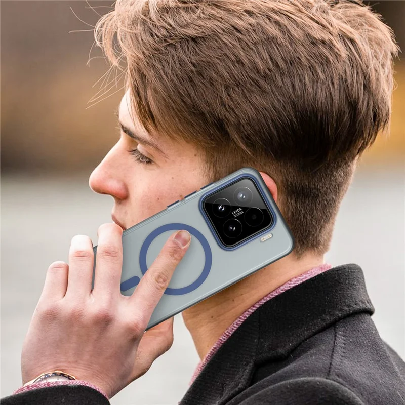 For Xiaomi 15 Magnetic Case TPU + PC Slim Matte Translucent Phone Cover - Dark Blue